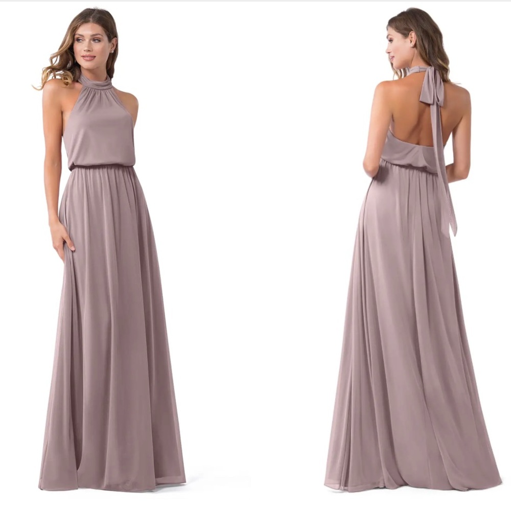 Azazie Landry Dusk Maxi Bridesmaid Formal Evening Gown Dress Halter neck Size 2